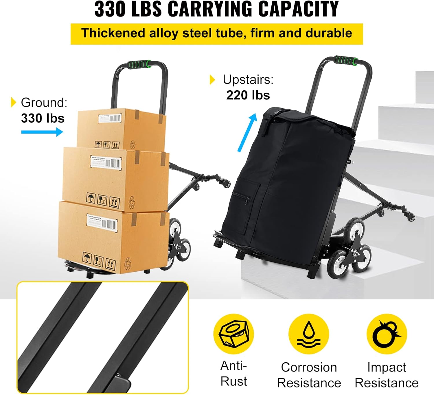 Heavy Duty Folding Hand Truck with 2 Backup and Assistant Wheels G35064