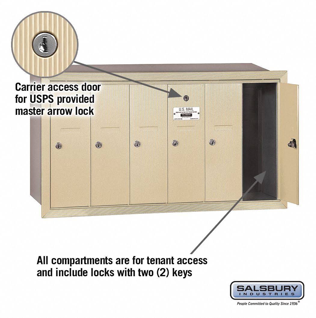 Vertical Mailbox 6 Doors Sandstone Recessed Mounted Z177