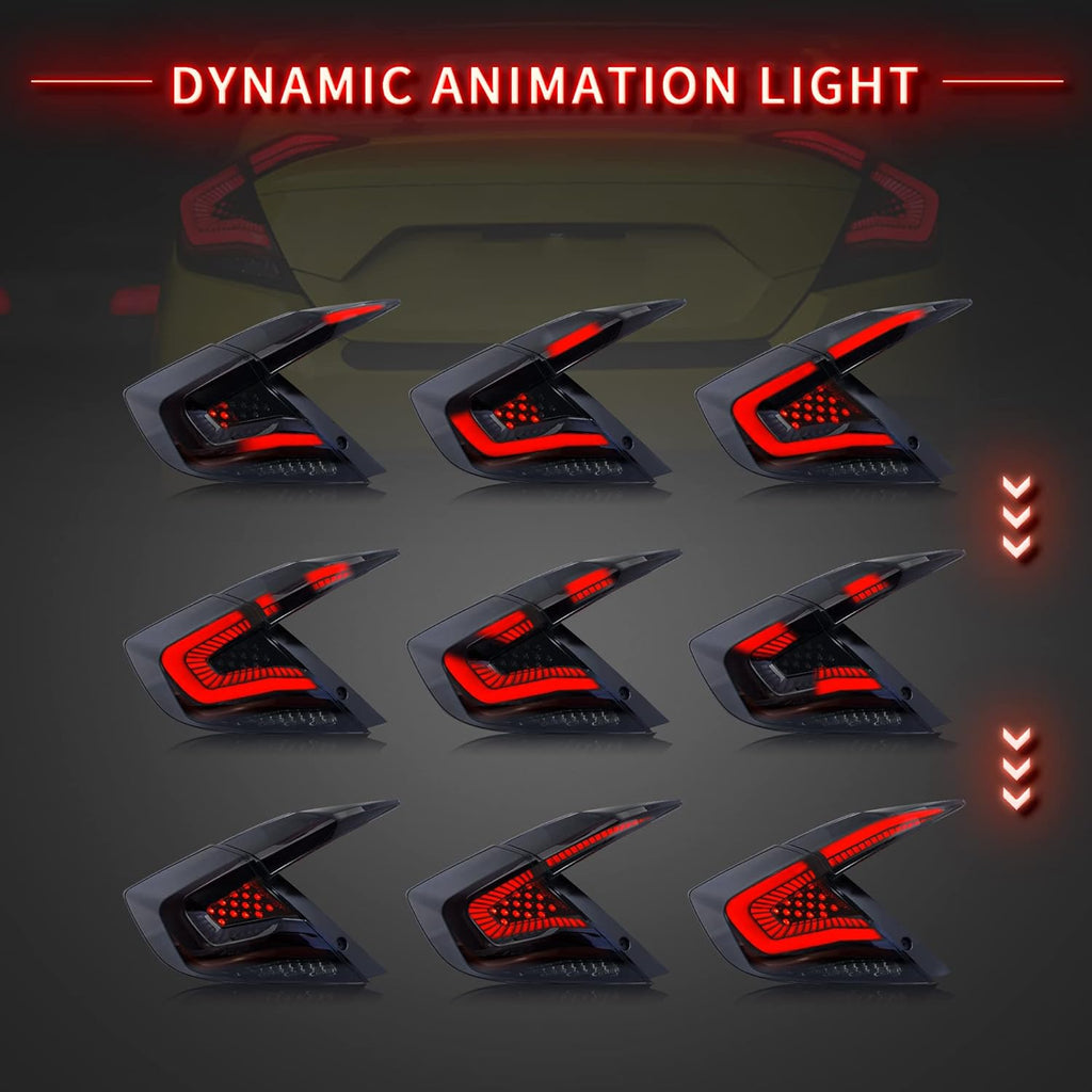 LED Clear Taillights Assembly for 2016-2020 Honda Civic Sedan, Set Z78549