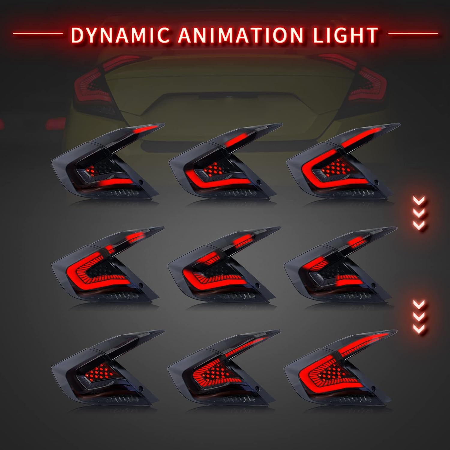 LED Clear Taillights Assembly for 2016-2020 Honda Civic Sedan, Set Z78549