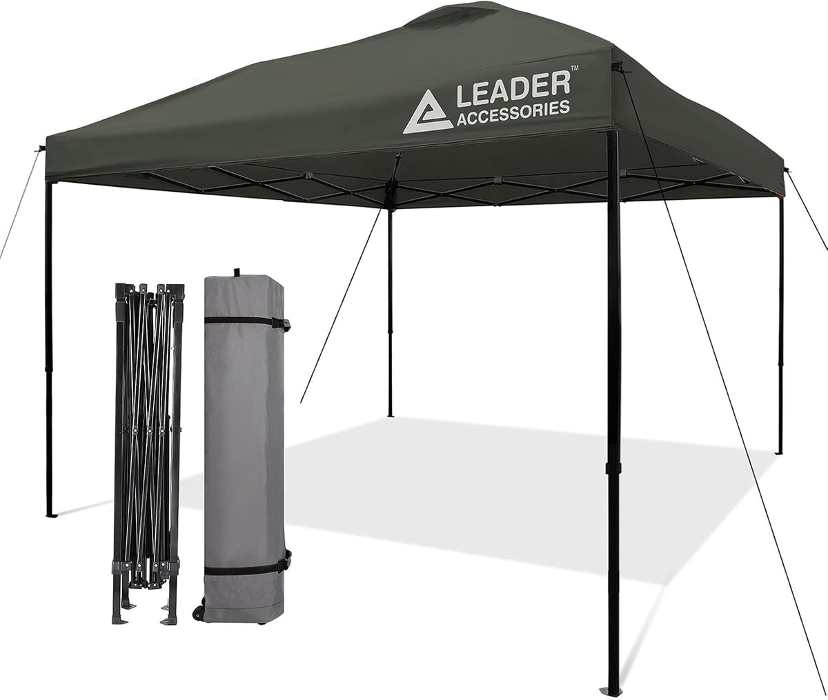 Pop-Up Canopy Tent 10'x10' Straight Leg Shelter with Wheeled Carry Bag, Silver L720
