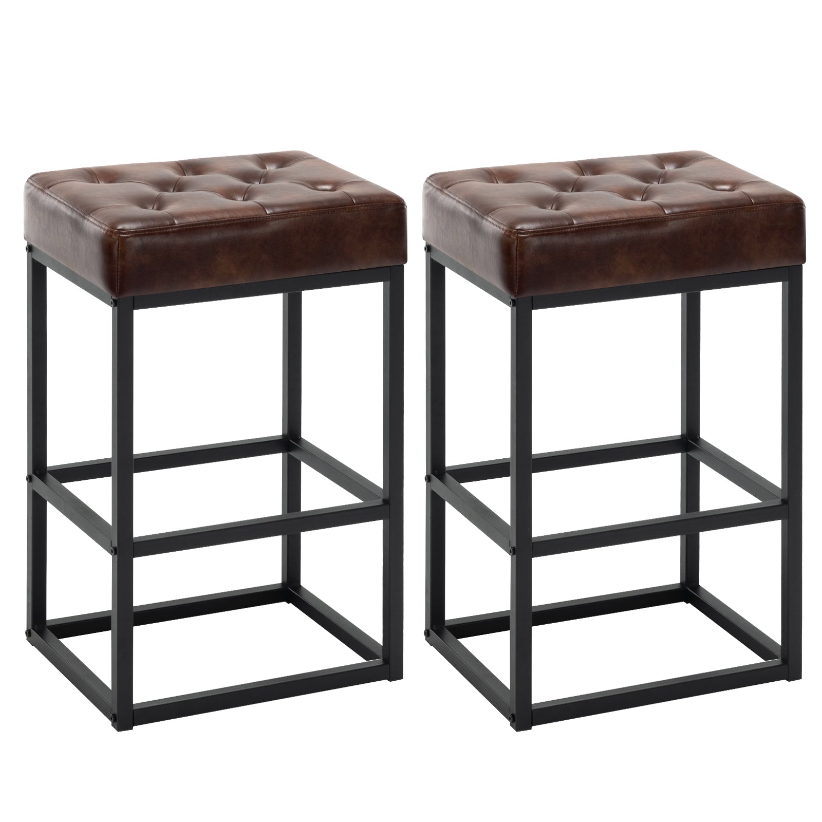 Dark Brown Leather Counter Stools Set of 2 U38435