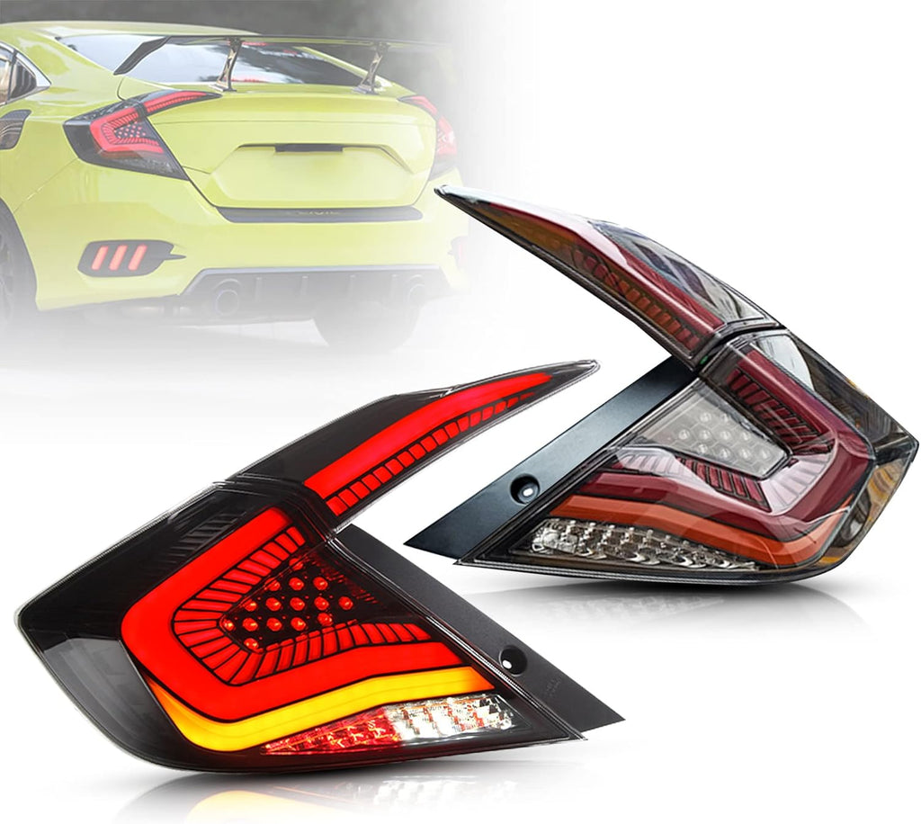LED Clear Taillights Assembly for 2016-2020 Honda Civic Sedan, Set Z78549