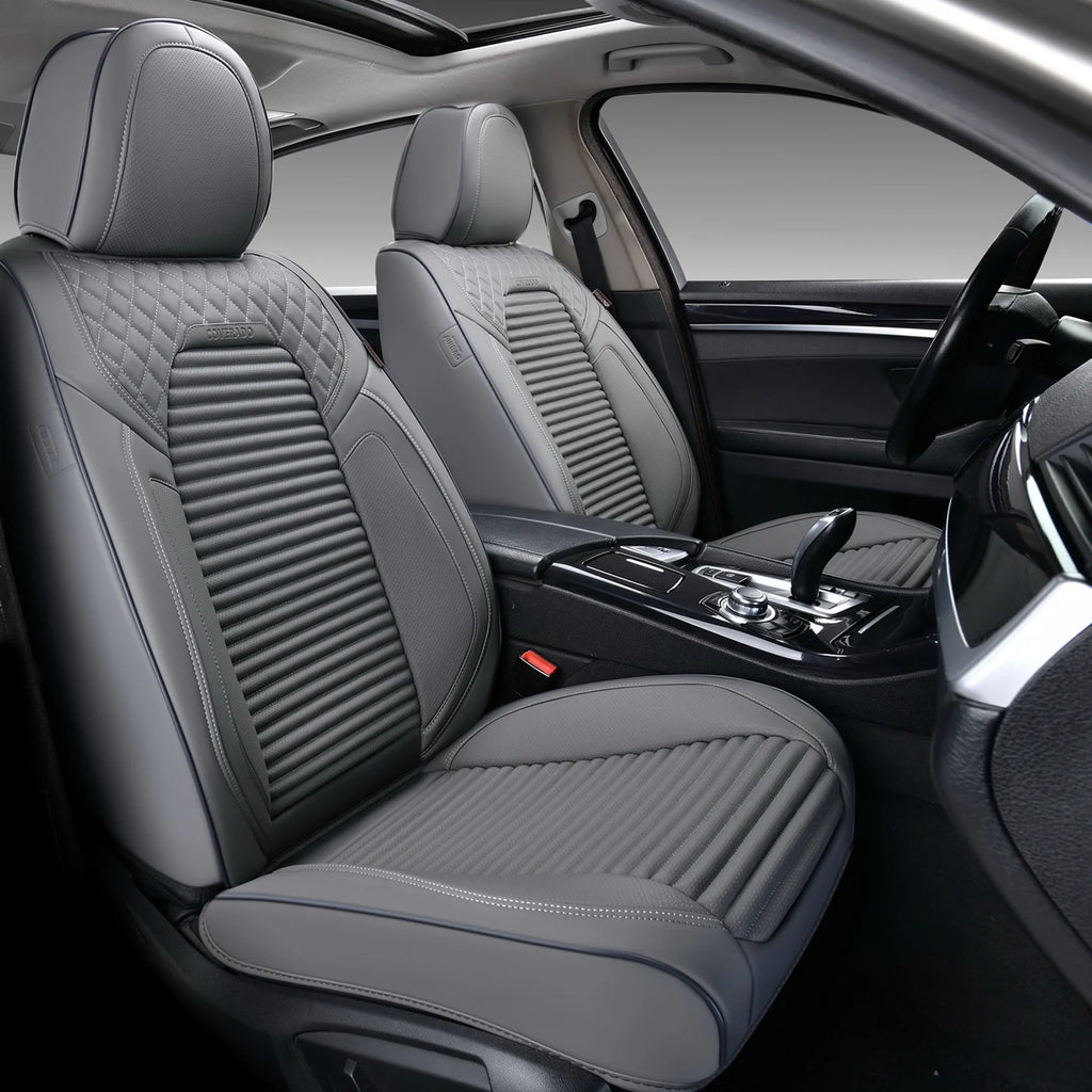 Gray Leather Car Seat Covers, 5 Seats Universal Seat Protectors R640835