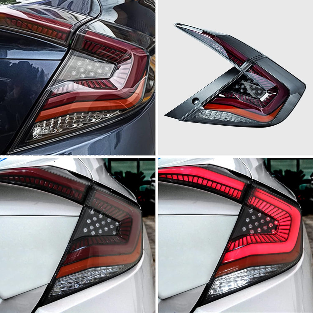 LED Clear Taillights Assembly for 2016-2020 Honda Civic Sedan, Set Z78549