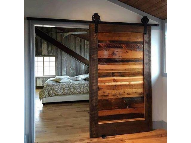 5-16ft Single Wood Sliding Barn Door Hardware Kit Black Carbon Steel N43508