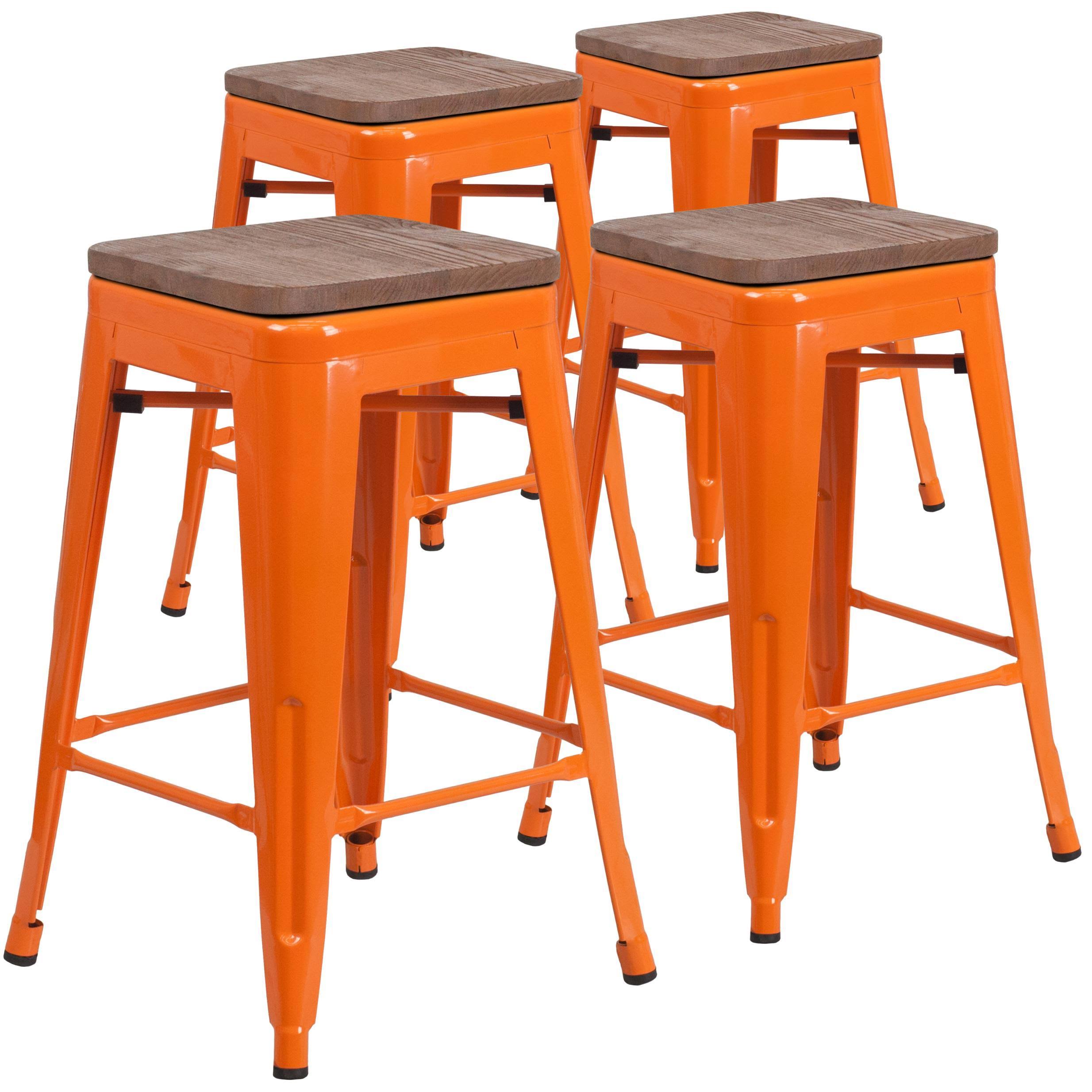 Orange 4 Pk Metal Counter Height Stool O895841