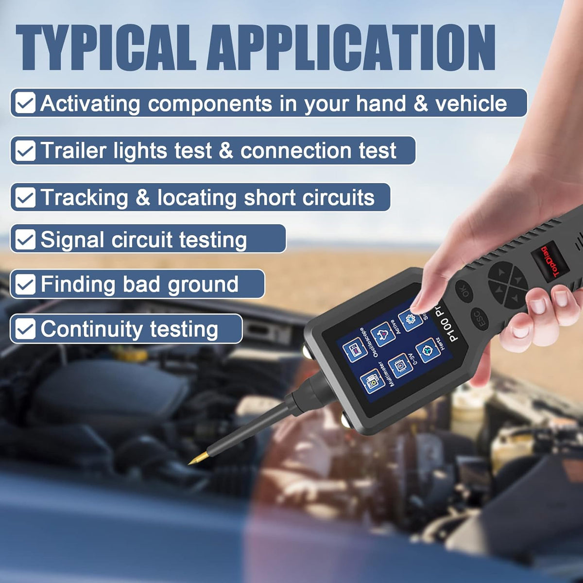 Power Circuit Probe Kit, Automotive Circuit Tester with Multimeter, 20FT Cable, Two LED Lights for 12V 24V Car Vehicle S131
