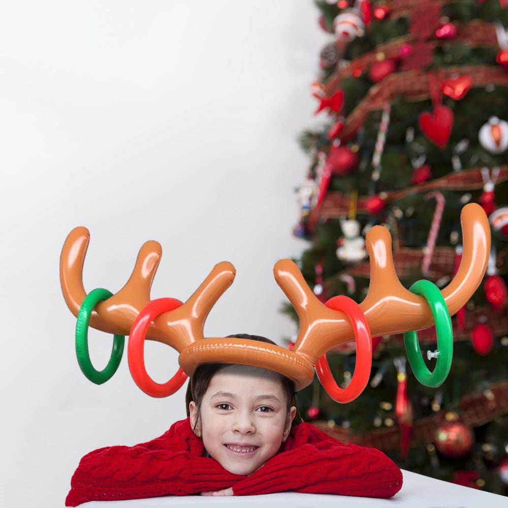Inflatable Reindeer Christmas Hat Antler Ring Toss Game U826581