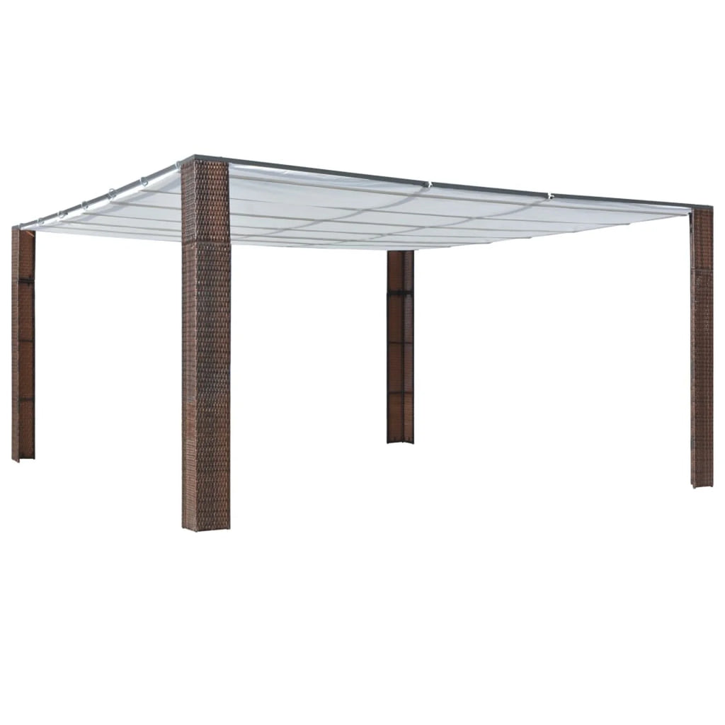 Brown Poly Rattan Garden Canopy Gazebo V242921