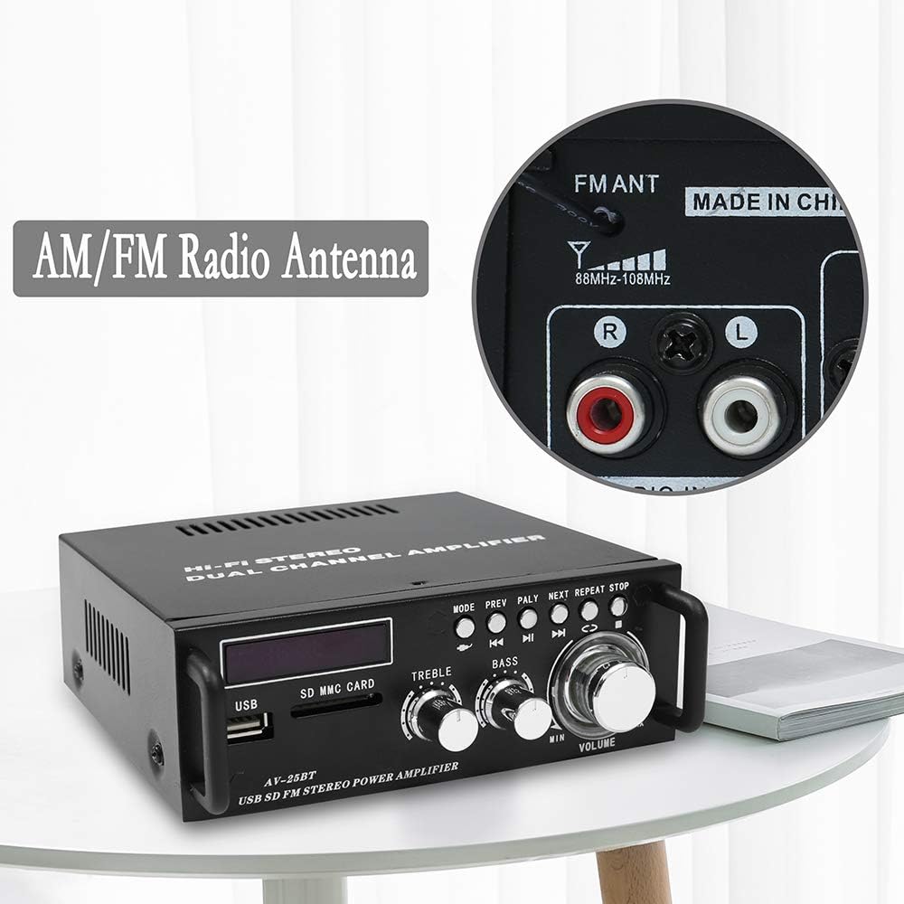 Wireless Bluetooth 5.0 Stereo Amplifier System, 200W Dual Channel Audio Receiver with Remote Control, Pack of 2 J176