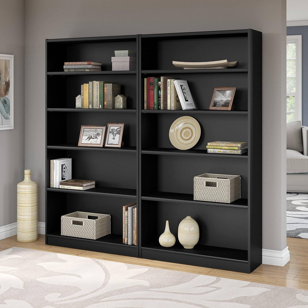 Black 5 Shelf Bookcase Set of 2 O860