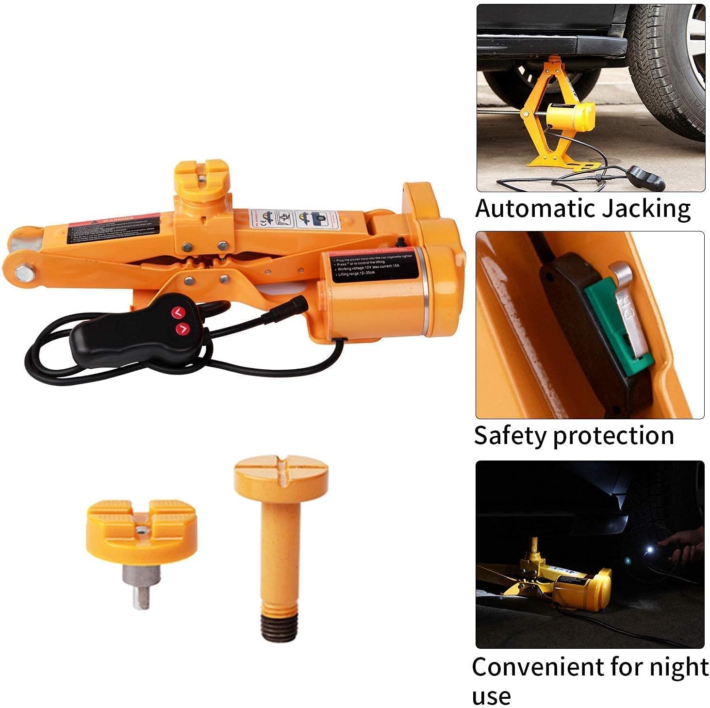 Electric Car Floor Jack 3 Ton Automatic 12v Scissor Lift Jack Pack of 2 V6877