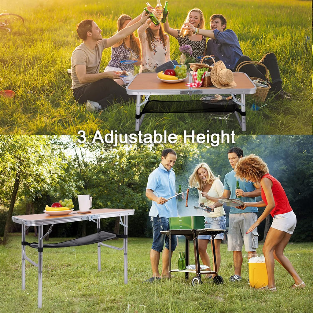 Folding Camping Table with Storage, Adjustable Height, Lightweight, 31.5x15.7 G9393