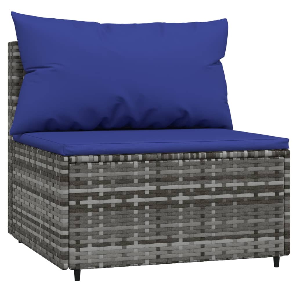 Gray Poly Rattan Patio Sofa with Cushions M18879