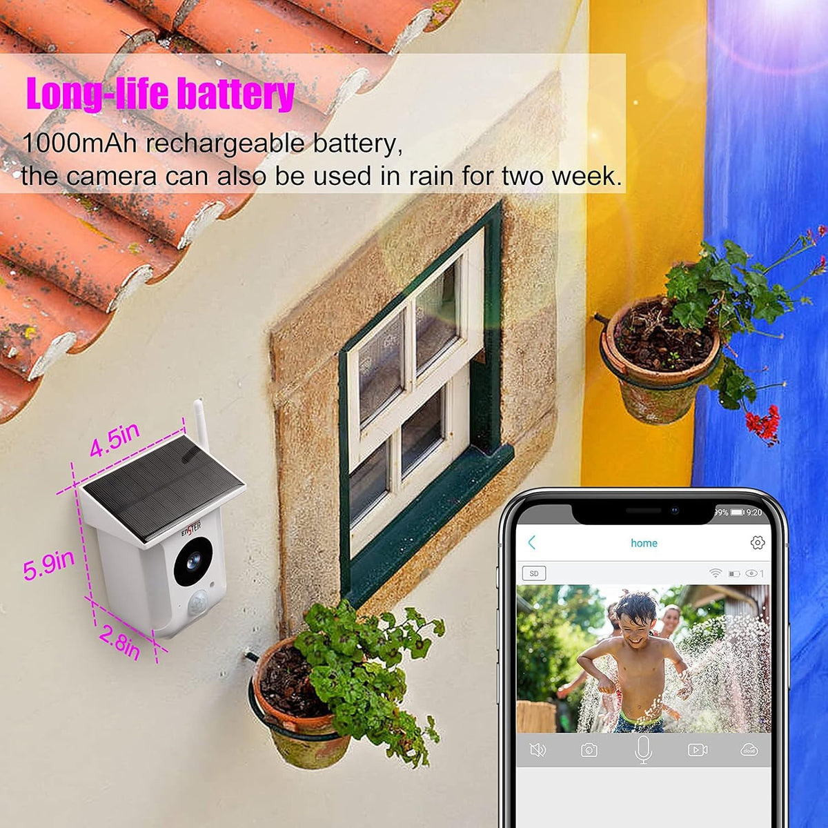 Solar Powered Security Outdoor Camera with Night Vision and 2-Way Talk W36095
