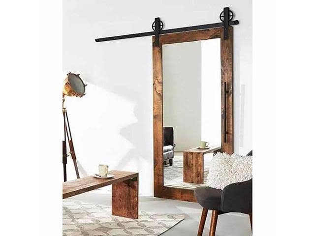 5-16ft Single Wood Sliding Barn Door Hardware Kit Black Carbon Steel N43508
