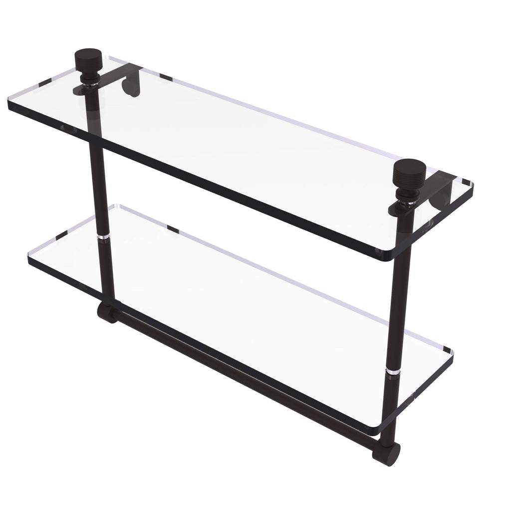 Matte White Two Tiered Glass Shelf with Towel Bar I2567