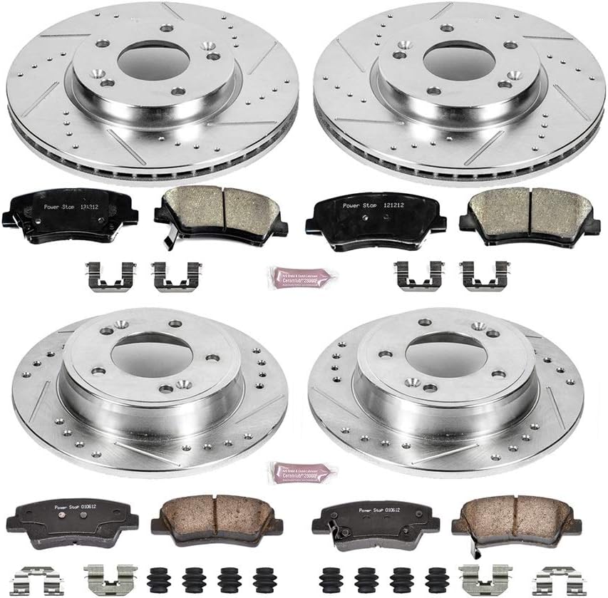Carbon Fiber Brake Pads with Drilled & Slotted Brake Rotors Kit Z460281