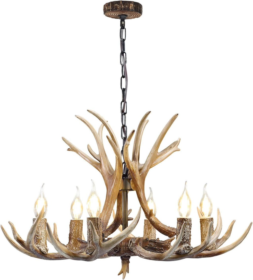 6 Light Resin Deer Antler Chandelier V448918