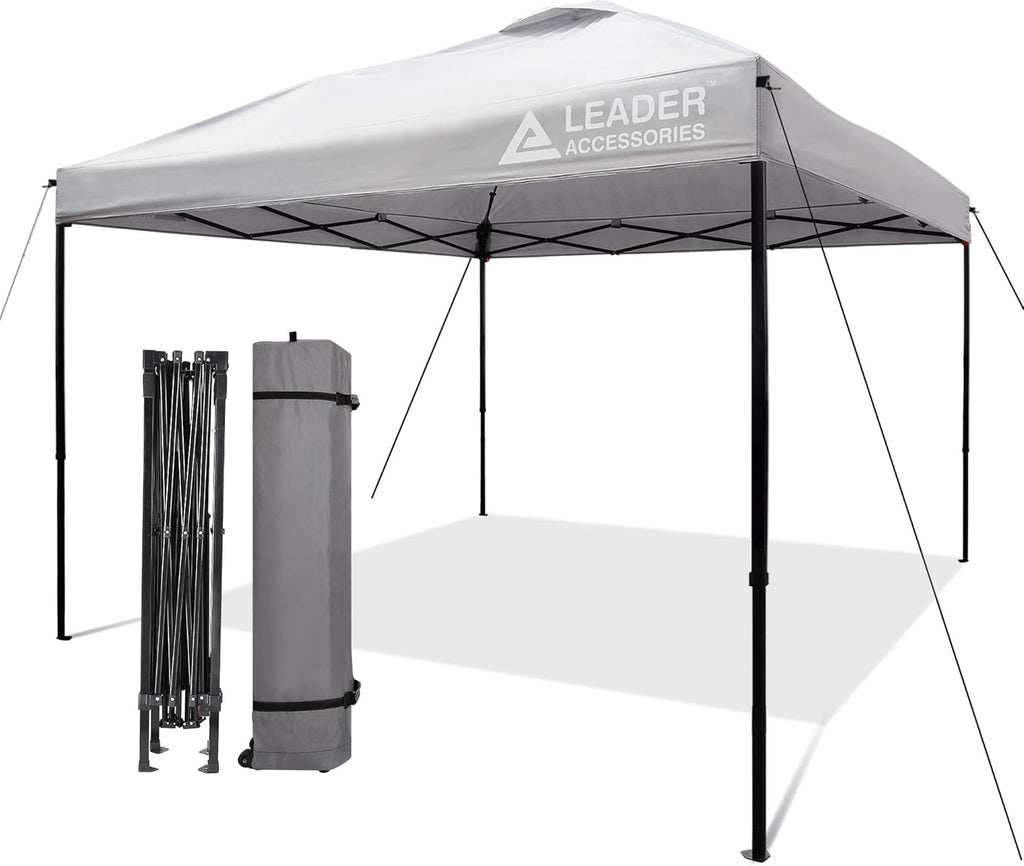 Pop-Up Canopy Tent 10'x10' Straight Leg Shelter with Wheeled Carry Bag, Silver L720