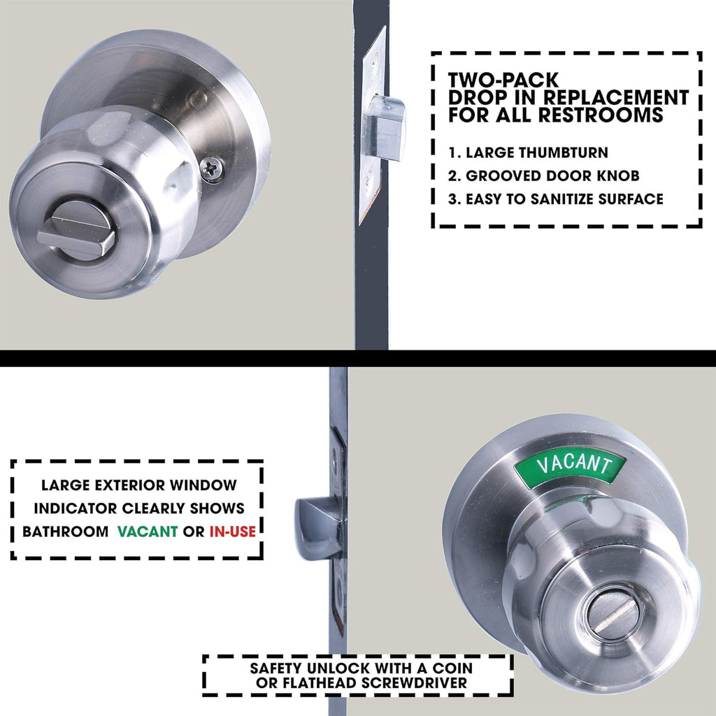 Bathroom Privacy Door Knob Lock with Large Indicator, Thumbturn Lock (1pk) Y741064