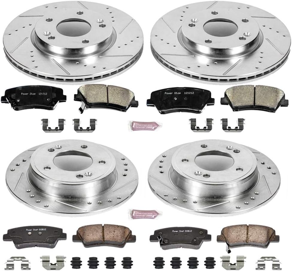Carbon Fiber Brake Pads with Drilled & Slotted Brake Rotors Kit Z460281