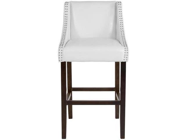 White Walnut Barstool with Accent Nail Trim E483865