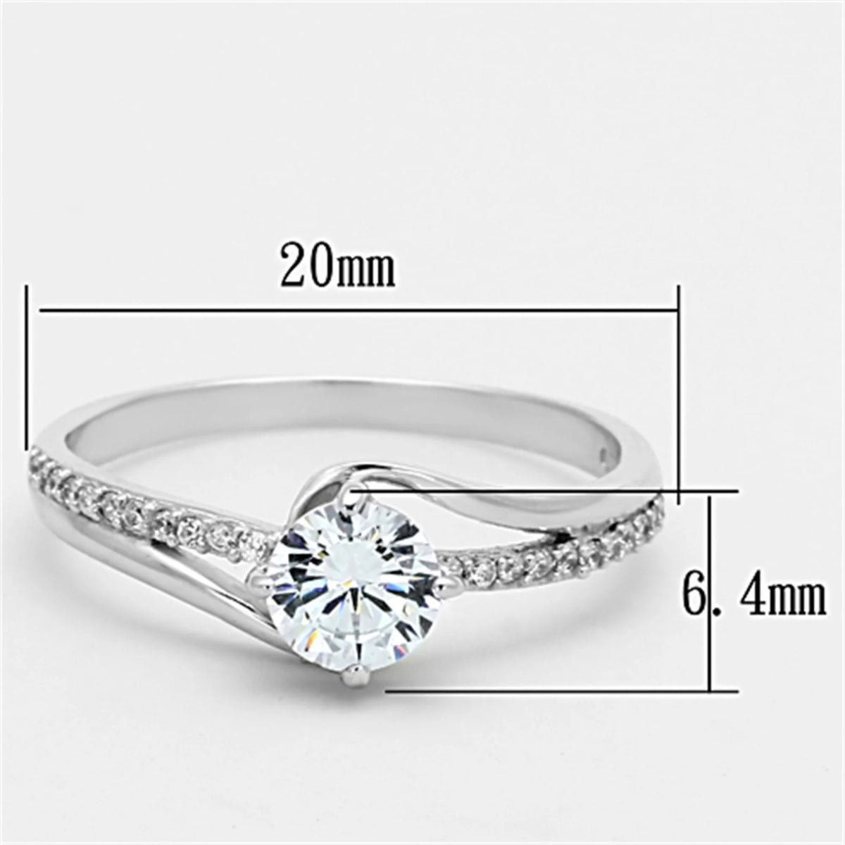 Sterling Silver Engagement Ring with CZ Stones P2609