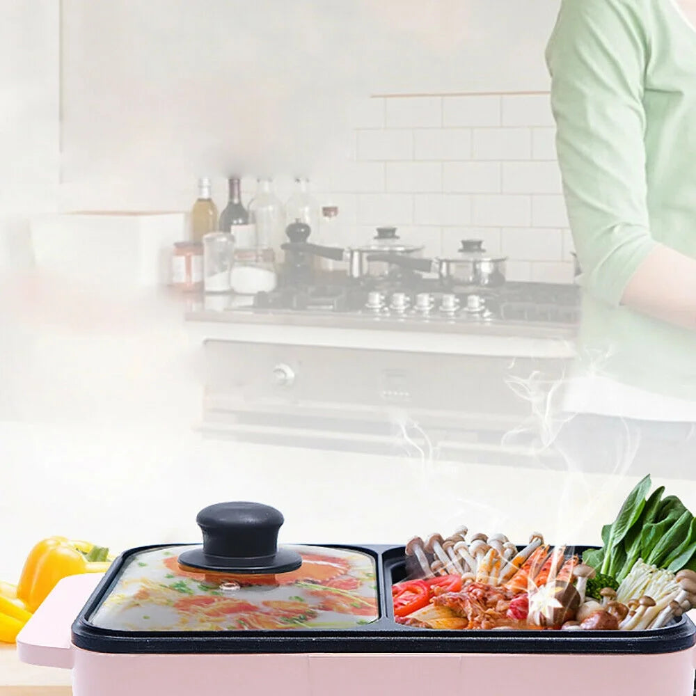2 In 1 Non-Stick Electric Hot Pot BBQ Grill C253906