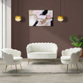 Ivory Wooden Upholstered Armchair E76482