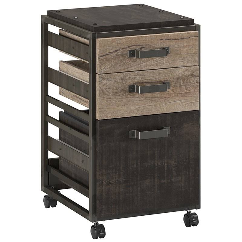 3 Drawer Mobile File Cabinet in Rustic Gray W717