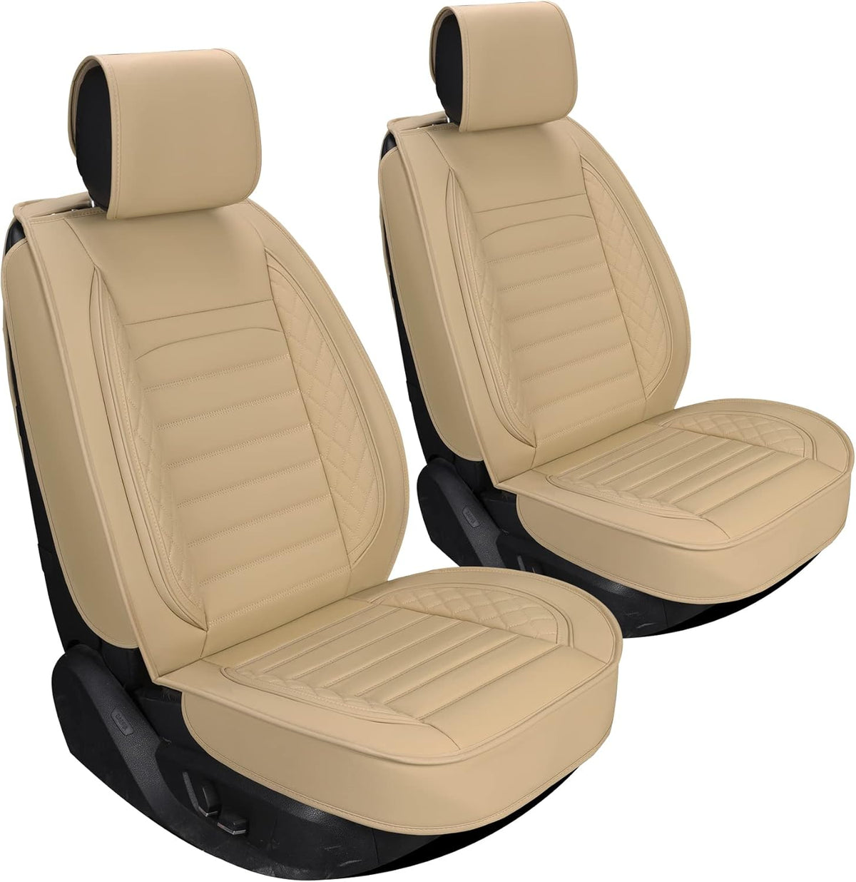 Black Leather Non-Slip Car Seat Covers Full Set X4460