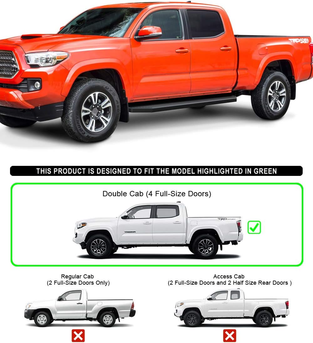 6-inch Aluminum Black Running Boards Side Steps for Toyota Tacoma Double Crew Cab M344902