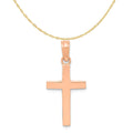 10K Rose Gold Polished Cross Pendant with 14K Yellow Gold Rope Chain 18" K298