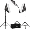 3-Light Fluorescent Studio Lighting Kit with Softboxes, Light Stands, & Carry Case A113551