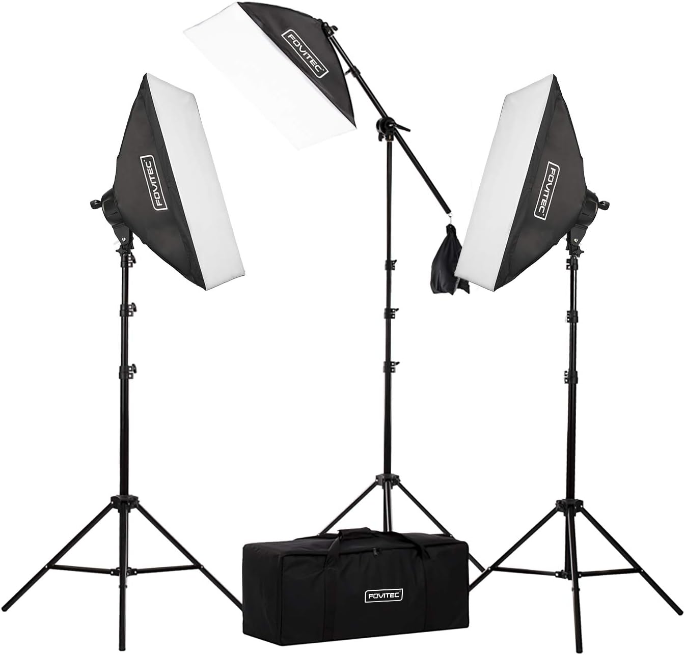 3-Light Fluorescent Studio Lighting Kit with Softboxes, Light Stands, & Carry Case A113551