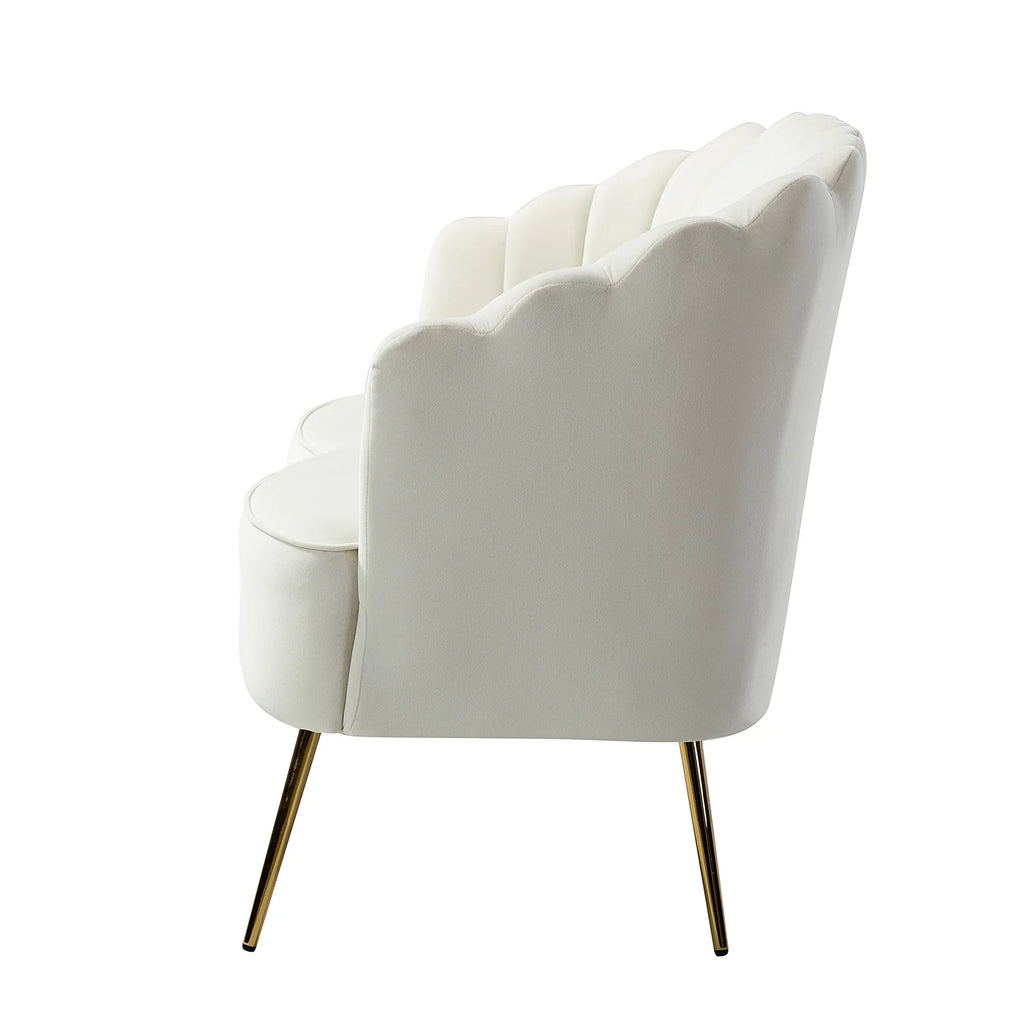 Ivory Wooden Upholstered Armchair E76482