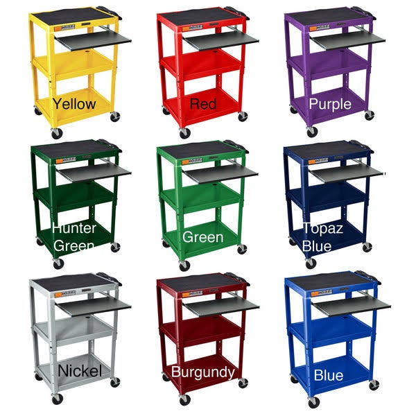 Adjustable Steel Utility Cart with Keyboard Shelf Yellow T871