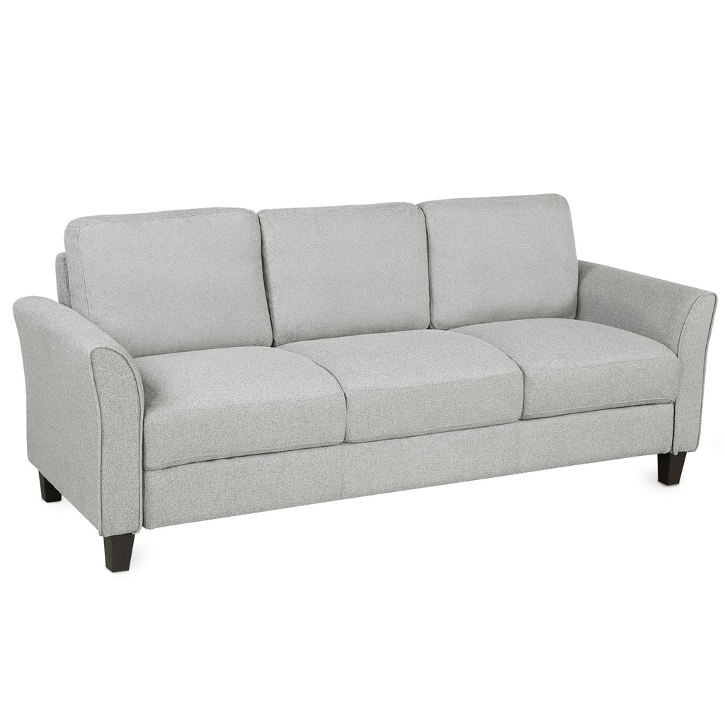 Light Gray 3-Seat Linen Fabric Sofa U125