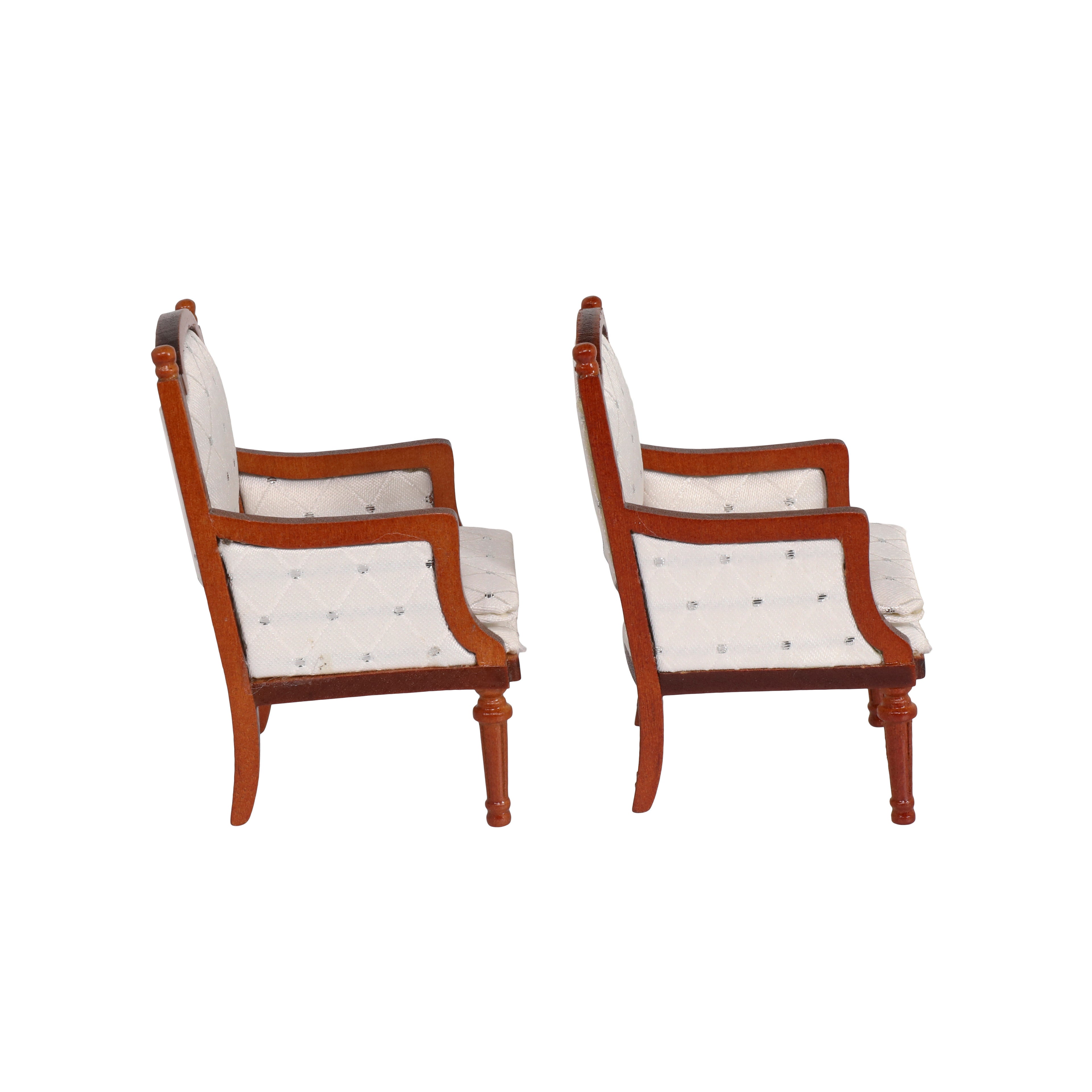 Set of 2 Wooden Dollhouse Armchairs Dark Brown Walnut Finish 1/12 Scale D3273