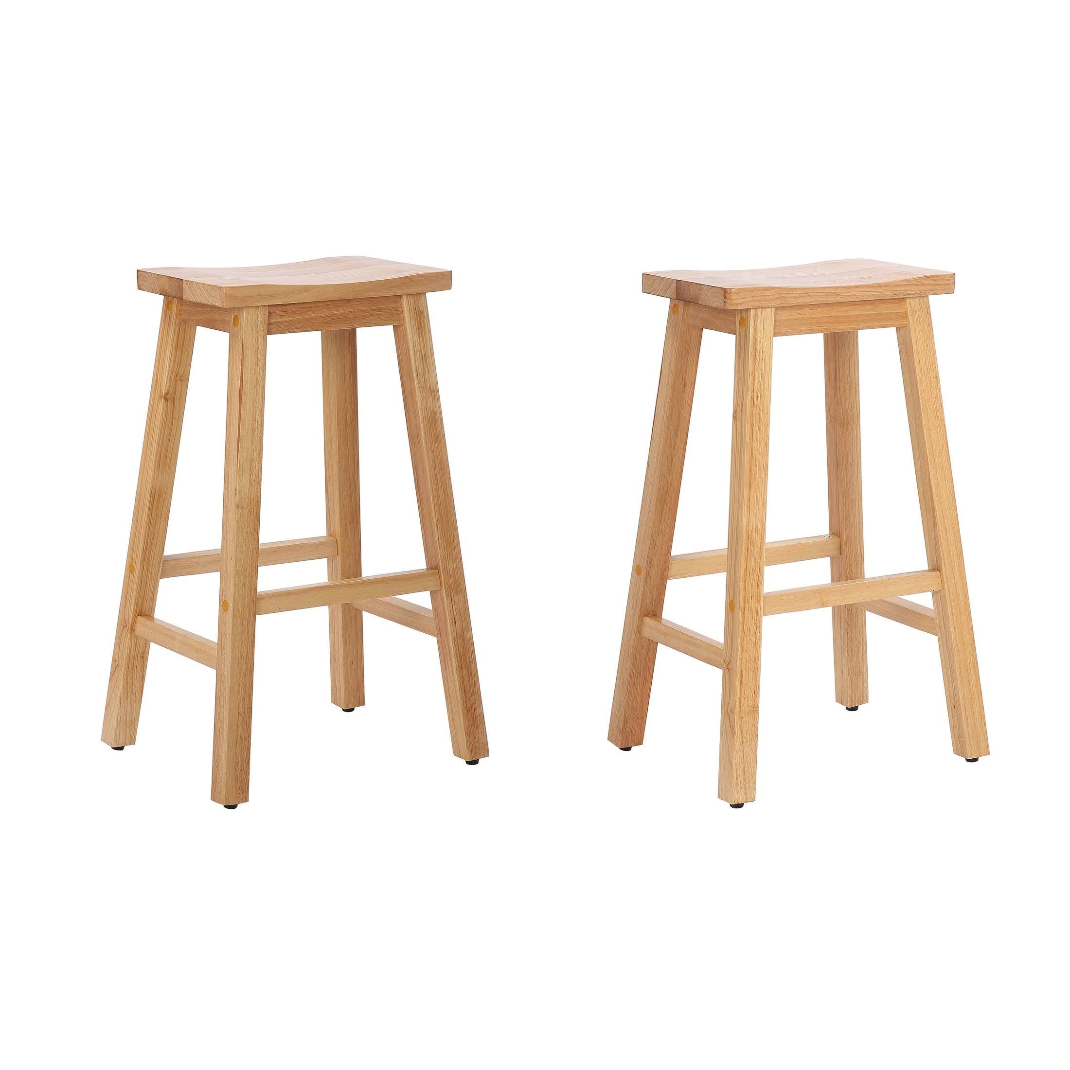Solid Wood Saddle Bar Stool, Set of 2 - Open Gray W82495