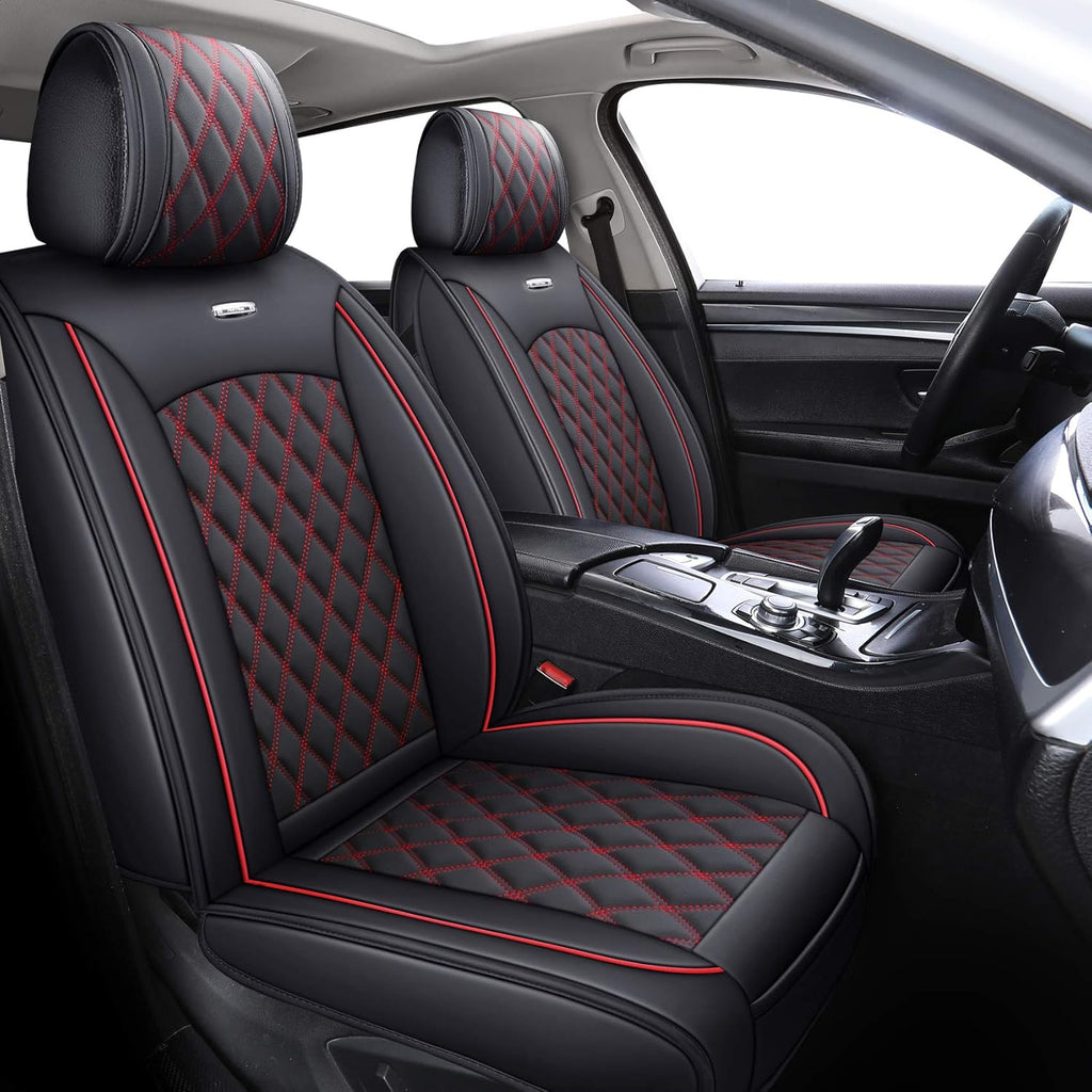 Black-White Waterproof Leather Car Seat Covers Full Set U347