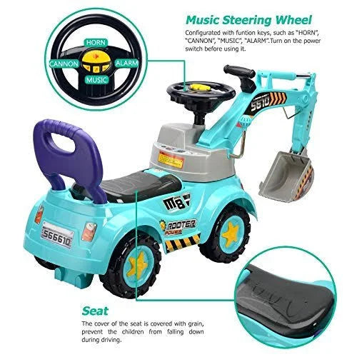 Blue Digger Scooter Ride-On Excavator B83809