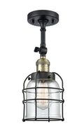 Matte Black Small Bell Cage Semi-Flush Mount 1 Light W481113