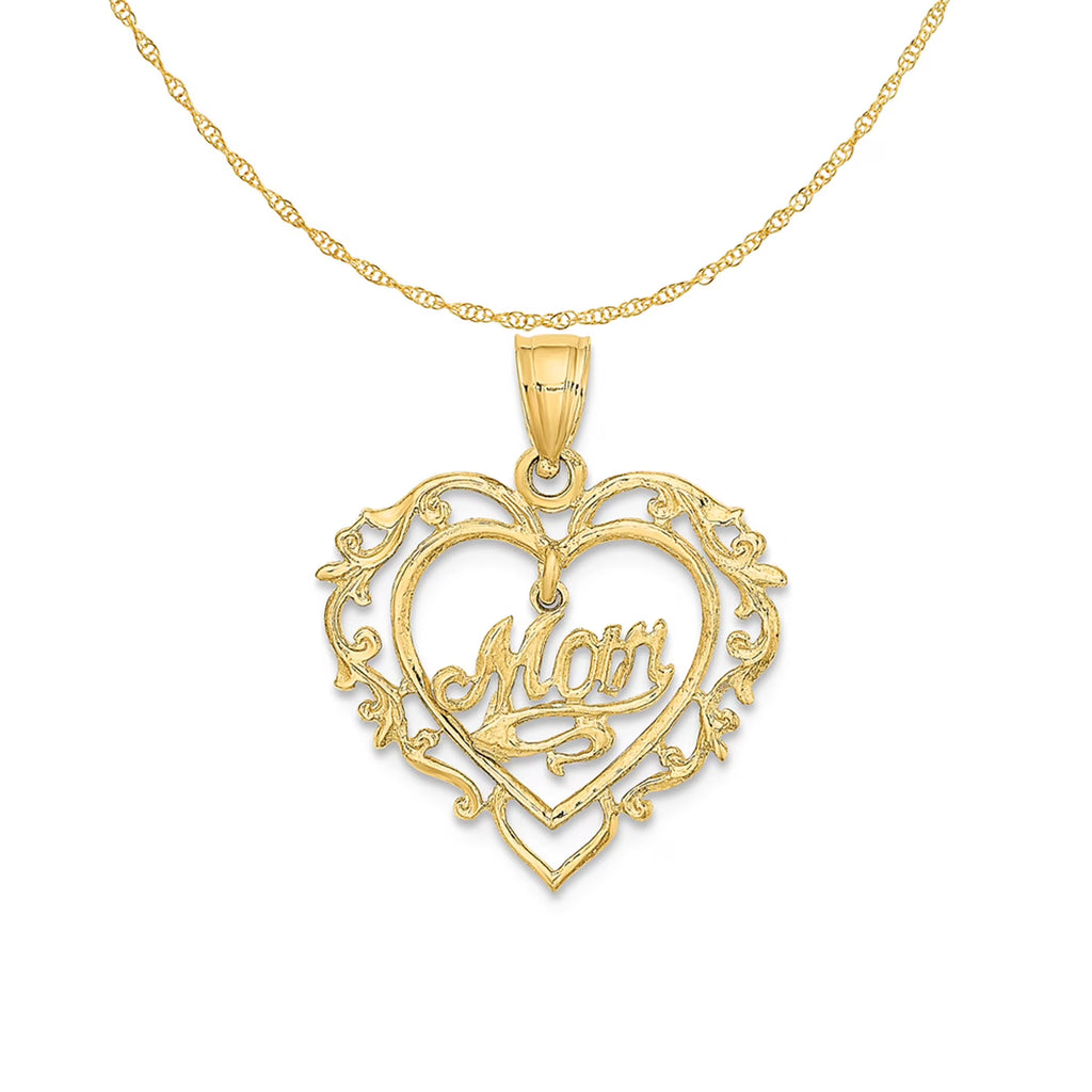 14K Yellow Gold Polished Heart Pendant Charm with 10K Yellow Gold Rope Chain Necklace 18'' Y29644
