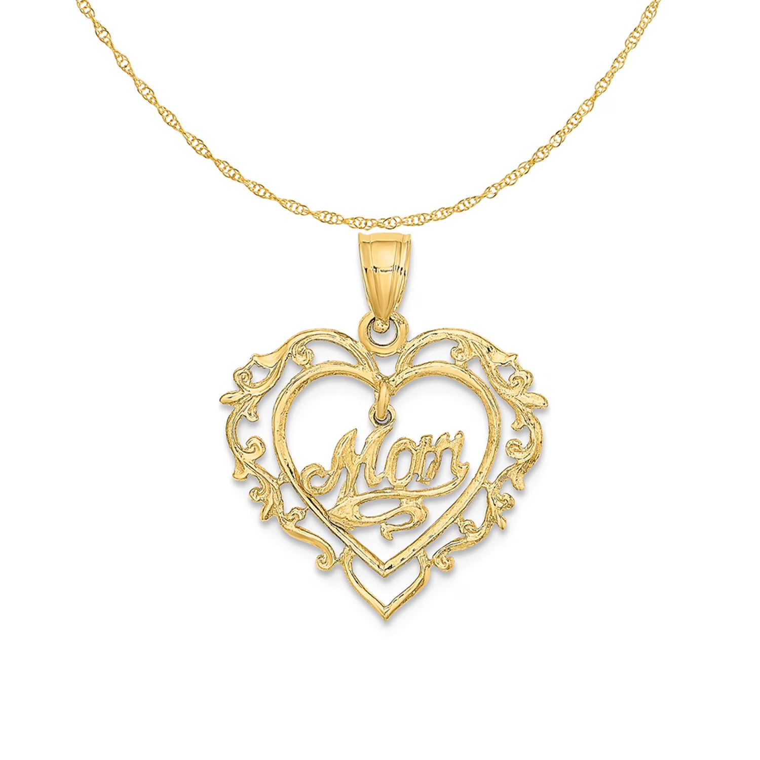 14K Yellow Gold Polished Heart Pendant Charm with 10K Yellow Gold Rope Chain Necklace 18'' Y29644