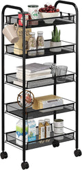 Mesh Rolling Utility Cart, 5-Tier All Metal Storage Cart with Removable Storage Baskets G430404