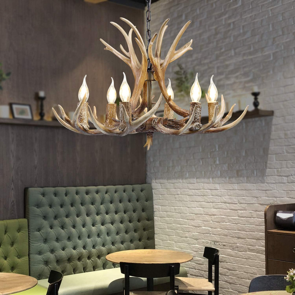 6 Light Resin Deer Antler Chandelier V448918