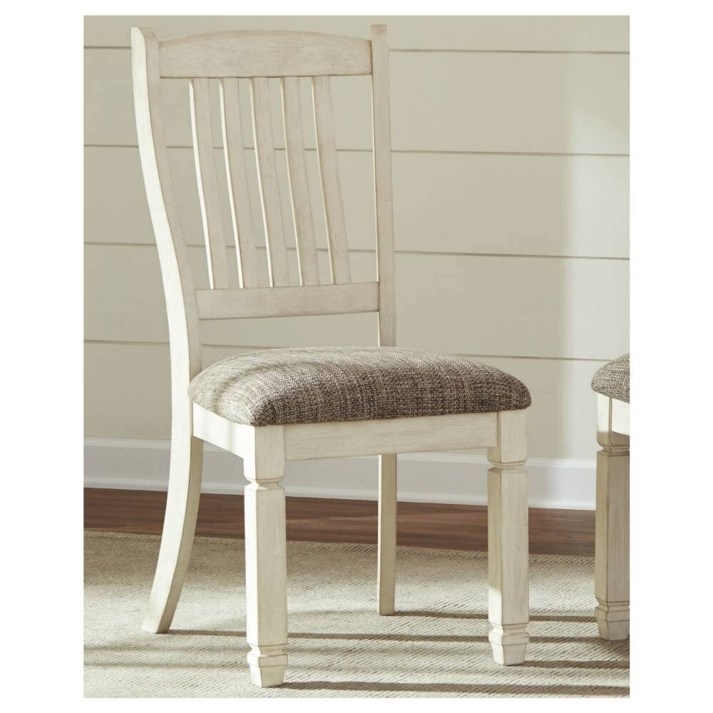 Antique White Finish Uph Side Chair Set of 4 Q4938